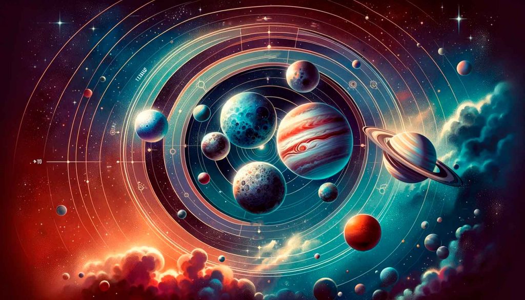 ilustração de planetas do sistema solar para ilustrar artigo de blog sobre os planetas retrógrados em 2024