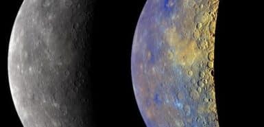 Mercúrio nas cores reais e em cores realçadas, em imagem da Nasa, ilustrando artigo sobre o fim do mercúrio retrógrado