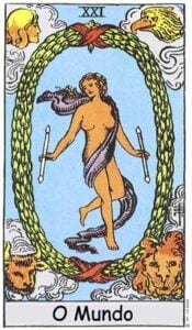 Arcano O Mundo no tarot Rider-Waite-Smith