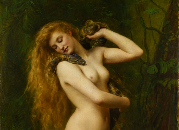 Fragmento de pintura em óleo de J.M. Collier (1850-1934) intitulada 'Lilith', de 1887